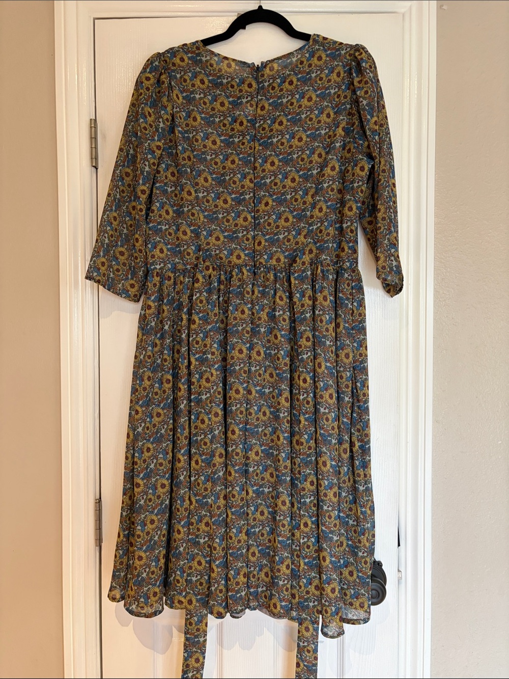 Astrid Dress in Vintage Sunflower Print by Vixen by Micheline Pitt - Picture 3 of 6